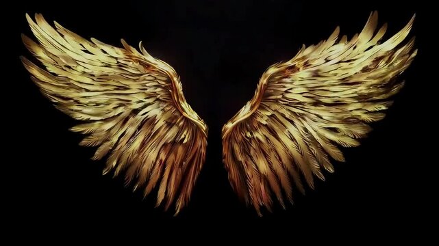 golden angel wings on black