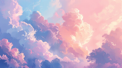 Fototapeta premium Soft and airy background with pastel-colored clouds, creating a dreamy and calming atmosphere.