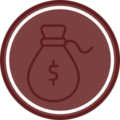 Money Bag Vector Line Double Circle Maroon