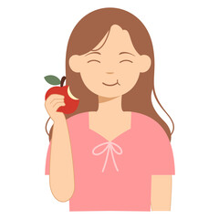 Woman eating fruit illustration