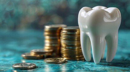Financial concept with tooth and coins - generative ai