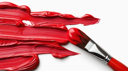Vibrant art painting illustration with red brushstroke on a white background. Ideal for banners and creative projects.