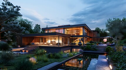 A new residence growing site in the evening with amazing shiny