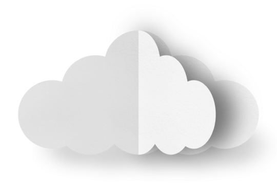 White paper clouds isolated on transparent background