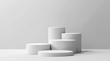 Minimalistic White Pedestal Platform for Product Display