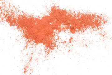 Orange powder isolated on transparent background.