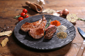 French Lamb Shoulder Rack Steak on a plate