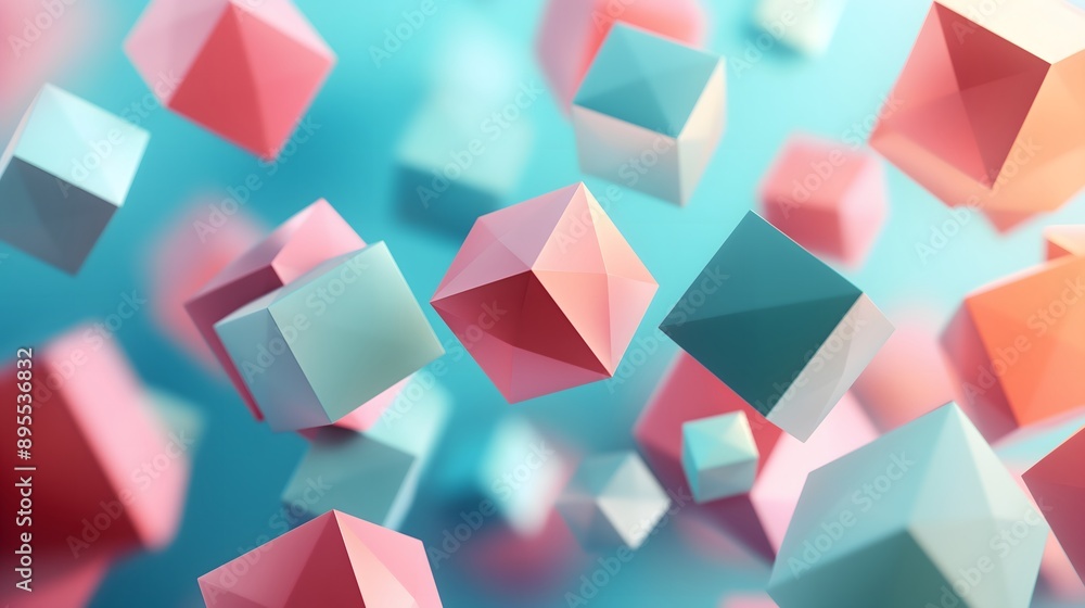 Aufkleber 89. geometric background featuring floating polygons with soft shadows