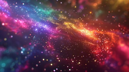 Obraz premium Blinking multicolor lights flying deep into the cosmos close view