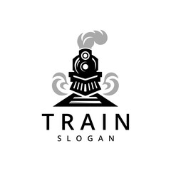 Simple vintage old locomotive train logo design template