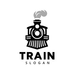 Simple vintage old locomotive train logo design template