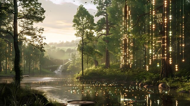 Innovative Environmental Data Collection with Quantum Sensors in a Dense Forest Featuring Natural and Technological Design for Monitoring Wildlife and River