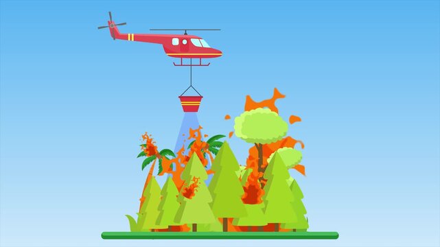 Animated video Firefighters with firefighting equipment concept. Full length animation illustration. High quality 4k footage.