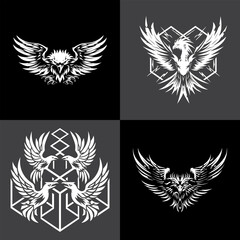 Flying bird logo silhouette vector art icon