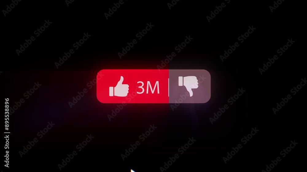 Poster mouse pointer clicks on like button in social media asset, digital animation on black