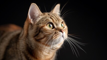 Close-Up Portrait of a Curious Classic Tabby Cat