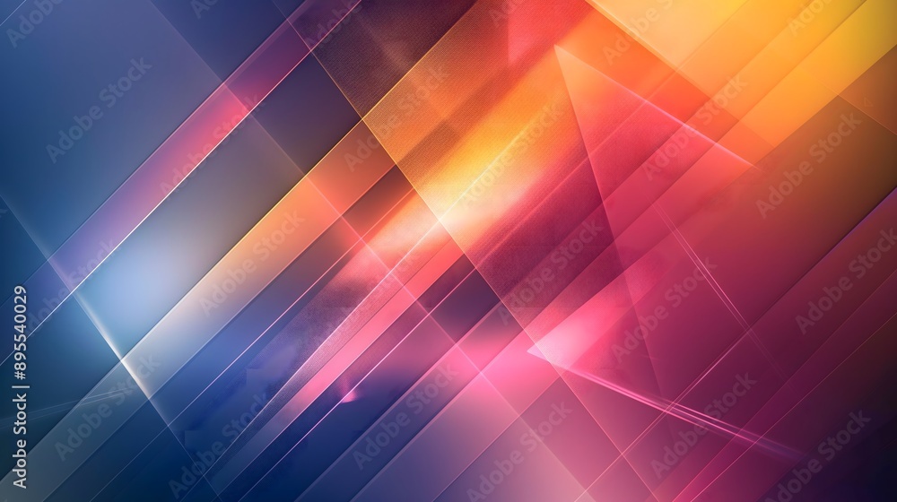 Poster 81. geometric background with overlapping prisms and a glowing gradient
