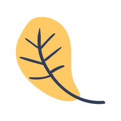 Folk plant. yellow leaf. Autumn botany. Minimalist style. Flat vector illustration. No AI. hand drawn