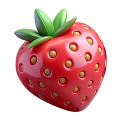 Obraz premium A strawberry with holes and a green stem on white background