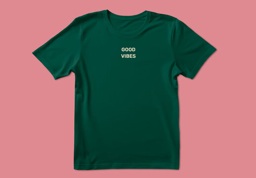 Apparel Flatlay Green Tshirt Mockup With Generative AI