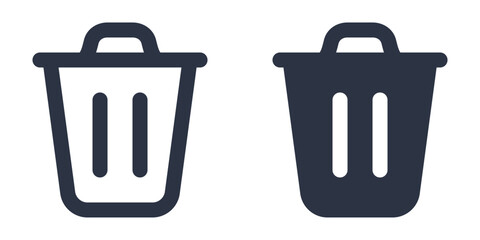 Trash can or trash bin icons set designed in filled, outline, line and stroke style