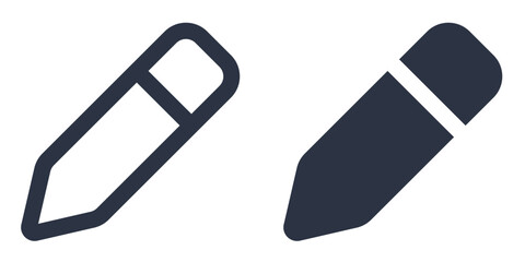 Pen or pencil icons set designed in filled, outline, line and stroke style
