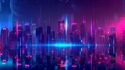 
Smart Digital City Concept. Urban Architecture High Towers Concept of the Future City. Virtual Reality Abstract Digital Skyscraper Buildings stunning illustration