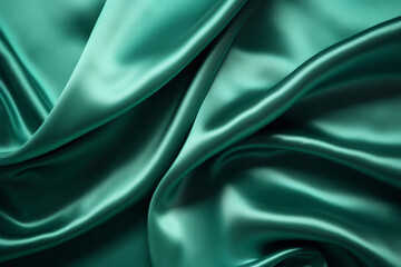 Fototapeta premium Processed collage of emerald green silk surface texture. Background for banner, backdrop