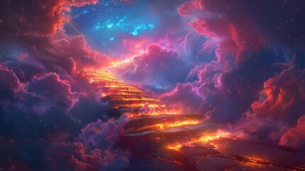 Fototapeta premium Fantasy stairway to heaven - generative ai