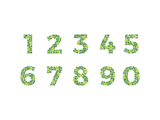green leaf font. nature texture numbers logo icon vector illustration 