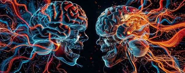 Conceptual art of thoughts transforming into reality, imagination, creation