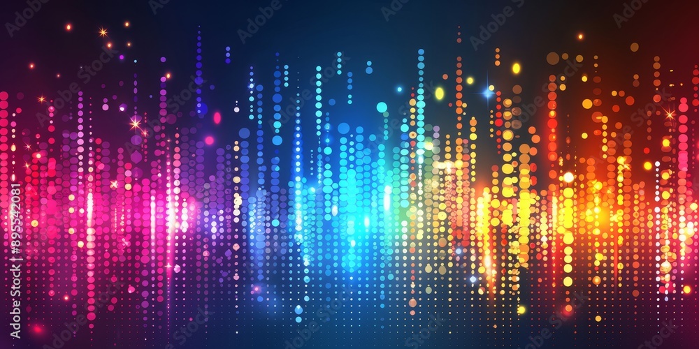 Poster Abstract digital artwork featuring vibrant neon lights and colors, capturing the essence of modern technology and futuristic design in a dazzling and creative display