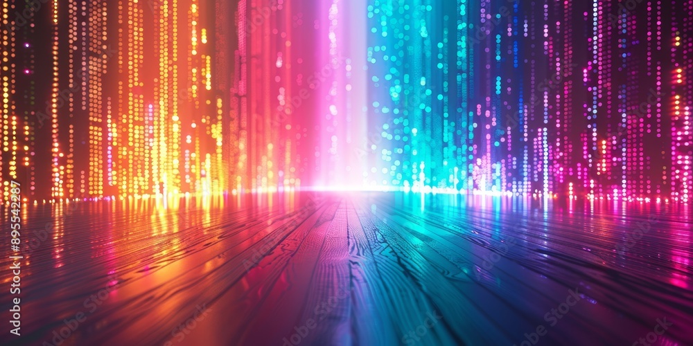 Leinwandbilder abstract digital artwork featuring vibrant neon lights and colors, capturing the essence of modern t