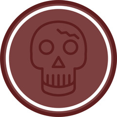Skull Vector Line Double Circle Maroon