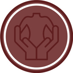 Body Care Routine Vector Line Double Circle Maroon