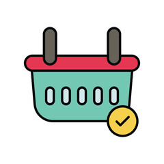 checkout color line icon with white background vector stock illustration