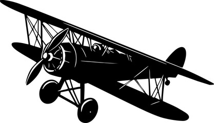 Flying biplane, vintage plane vector illustration © создать 8 углов