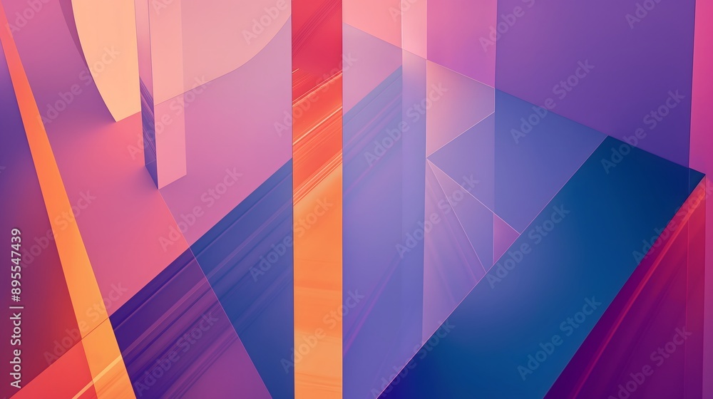 Poster 75. geometric abstraction with bold lines and overlapping forms in a gradient palette