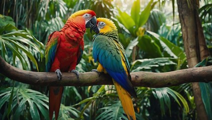 Obraz premium A pair of colorful parrots