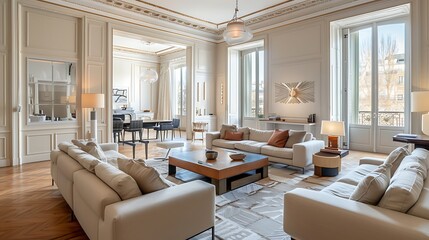 Fototapeta premium Magnificently appointed apartment with wooden