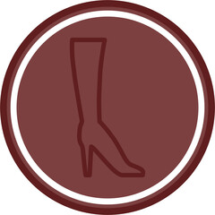 High Shoe Vector Line Double Circle Maroon