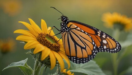 Fototapeta premium A vibrant monarch butterfly