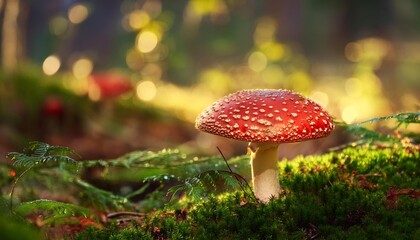 Forest Intrigue: Red Poison Mushroom Amidst the Trees