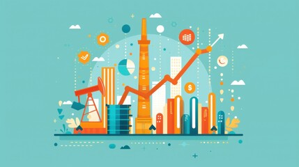Naklejka premium Industrial impact, oil cost inflation