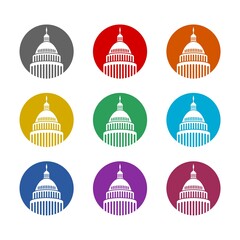 Capitol building logo icon isolated on white background. Set icons colorful