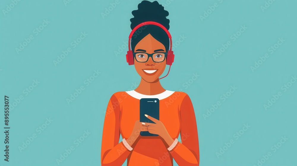 Poster language learner using a smartphone app, tailored lessons and interactive activities, language learn