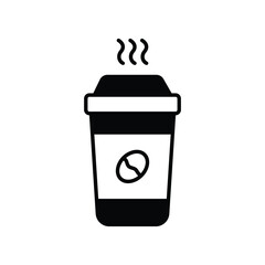 coffee cup glyph icon with white background vector stock illustration