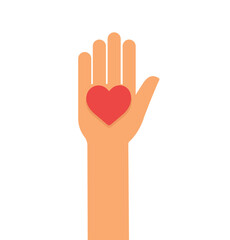 Obraz premium hands up with hearts icon vector illustration 