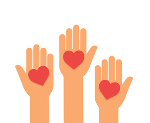 hands up with hearts icon vector illustration	
