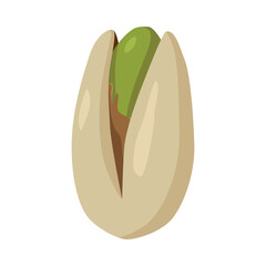 Pistachio. A colored pistachio icon. A culinary nut. Pistachio is a bone. Delicious and healthy food. An appetizer for beer. Vector illustration isolated on a white background for design and web.